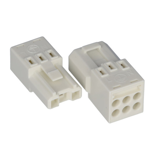 Female connector, with ground contact, 3-pole, white