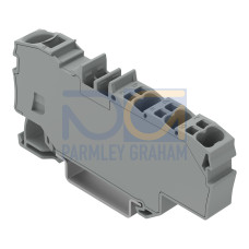 Distribution terminal block, with operating slots, 1 x 6 mm&sup2; / 6 x 1.5 mm&sup2;, gray