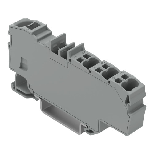 Distribution terminal block, with operating slots, 1 x 6 mm&sup2; / 6 x 1.5 mm&sup2;, gray