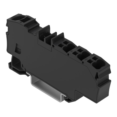 Distribution terminal block, with operating slots, 1 x 6 mm&sup2; / 6 x 1.5 mm&sup2;, black