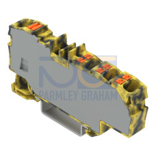 Distribution terminal block, with push-button, 1 x 6 mm&sup2; / 6 x 1.5 mm&sup2;, dark gray/yellow