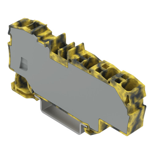 Distribution terminal block, with operating slots, 1 x 6 mm&sup2; / 6 x 1.5 mm&sup2;, dark gray/yellow
