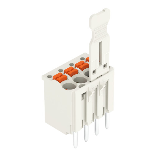 1-conductor THT female connector straight, push-button, Push-in CAGE CLAMP&reg;, light gray