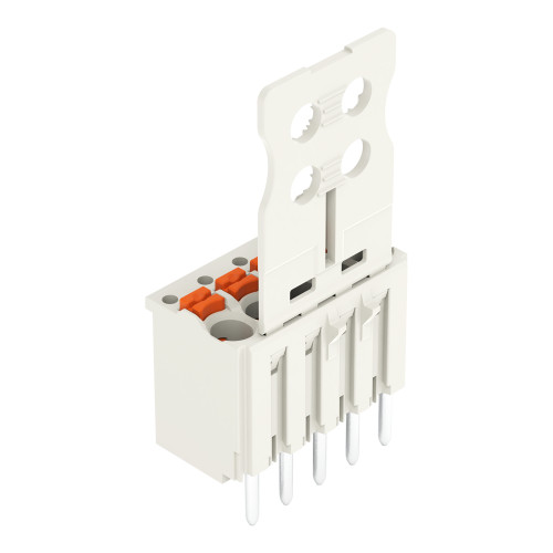 1-conductor THT female connector straight, push-button, Push-in CAGE CLAMP&reg;, light gray