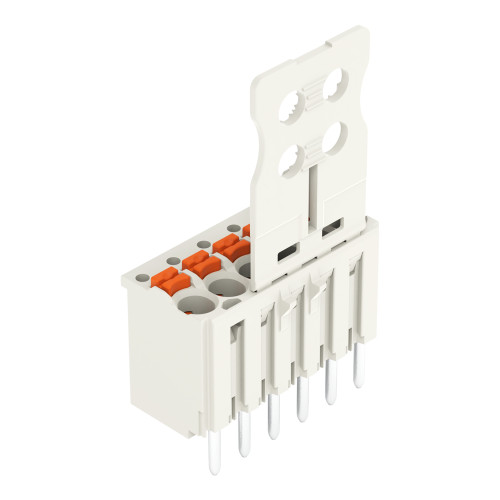 1-conductor THT female connector straight, push-button, Push-in CAGE CLAMP&reg;, light gray