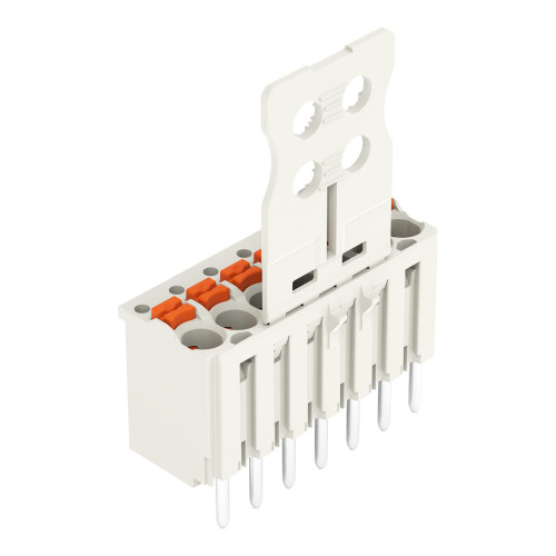 1-conductor THT female connector straight, push-button, Push-in CAGE CLAMP&reg;, light gray