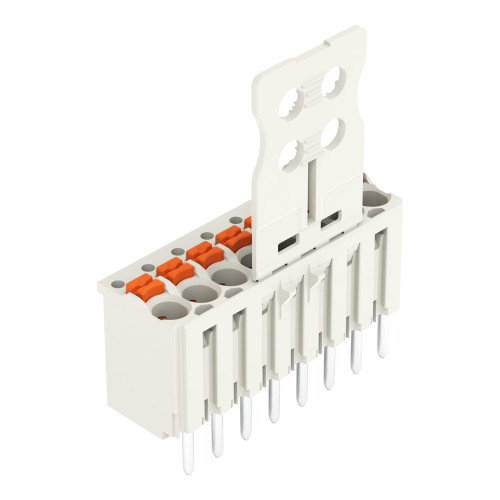 1-conductor THT female connector straight, push-button, Push-in CAGE CLAMP&reg;, light gray