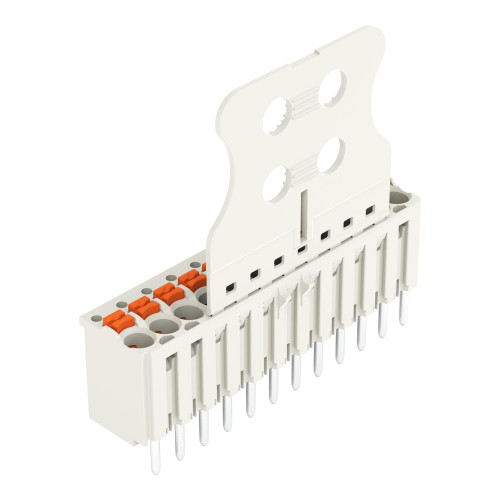 1-conductor THT female connector straight, push-button, Push-in CAGE CLAMP&reg;, light gray