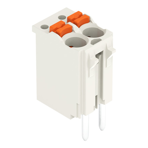 1-conductor THR female connector straight, push-button, Push-in CAGE CLAMP&reg;, light gray