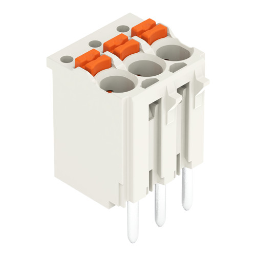 1-conductor THT female connector straight, push-button, Push-in CAGE CLAMP&reg;, light gray