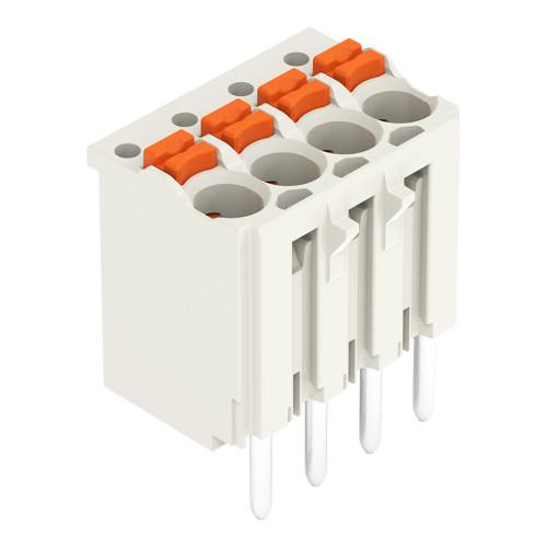1-conductor THT female connector straight, push-button, Push-in CAGE CLAMP&reg;, light gray