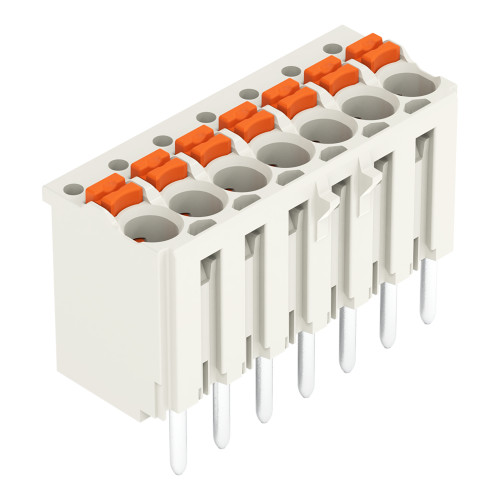 1-conductor THT female connector straight, push-button, Push-in CAGE CLAMP&reg;, light gray