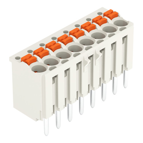 1-conductor THT female connector straight, push-button, Push-in CAGE CLAMP&reg;, light gray