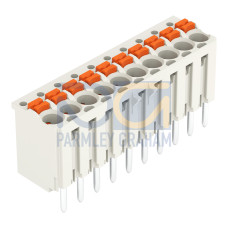 1-conductor THT female connector straight, push-button, Push-in CAGE CLAMP&reg;, light gray