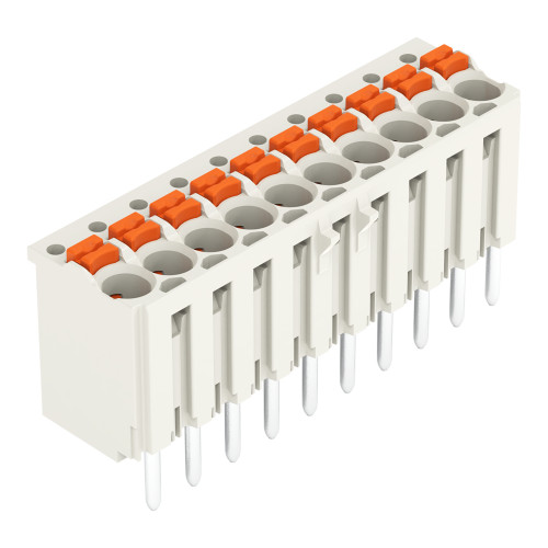 1-conductor THT female connector straight, push-button, Push-in CAGE CLAMP&reg;, light gray