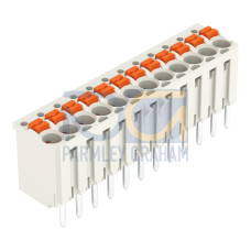 1-conductor THT female connector straight, push-button, Push-in CAGE CLAMP&reg;, light gray