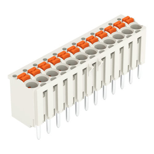 1-conductor THT female connector straight, push-button, Push-in CAGE CLAMP&reg;, light gray