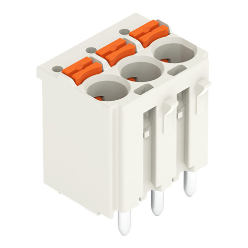 1-conductor THR female connector straight, push-button, Push-in CAGE CLAMP&reg;, light gray