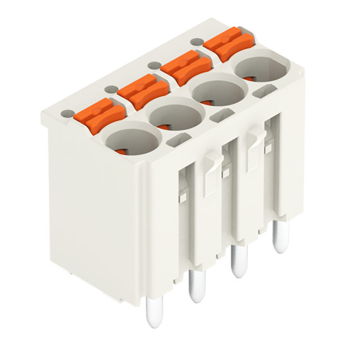 1-conductor THR female connector straight, push-button, Push-in CAGE CLAMP&reg;, light gray