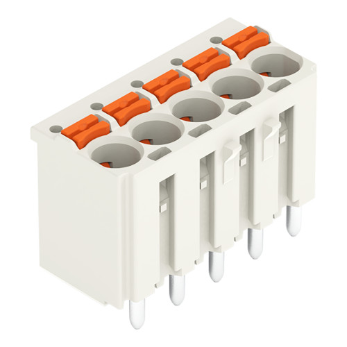 1-conductor THR female connector straight, push-button, Push-in CAGE CLAMP&reg;, light gray