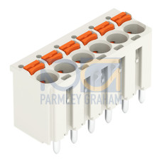 1-conductor THR female connector straight, push-button, Push-in CAGE CLAMP&reg;, light gray