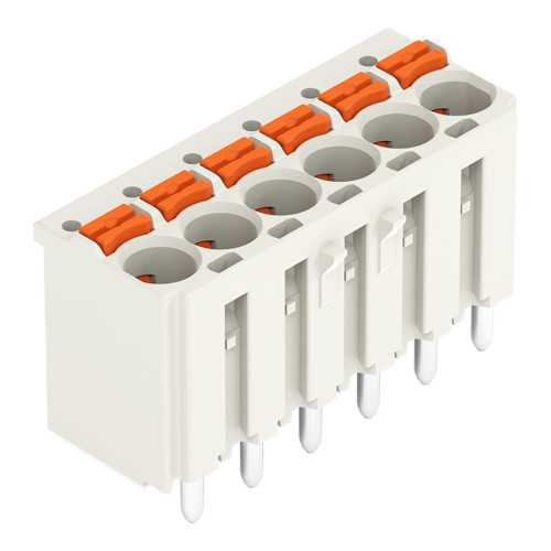 1-conductor THR female connector straight, push-button, Push-in CAGE CLAMP&reg;, light gray