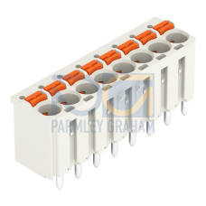 1-conductor THR female connector straight, push-button, Push-in CAGE CLAMP&reg;, light gray