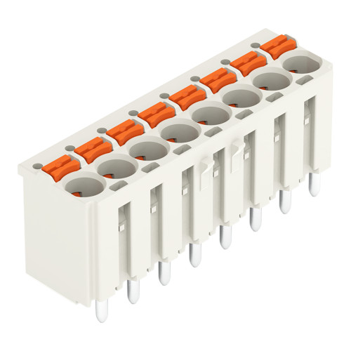 1-conductor THR female connector straight, push-button, Push-in CAGE CLAMP&reg;, light gray