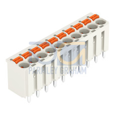 1-conductor THR female connector straight, push-button, Push-in CAGE CLAMP&reg;, light gray