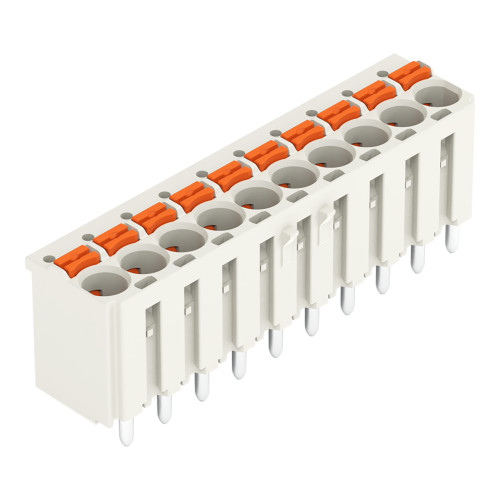 1-conductor THR female connector straight, push-button, Push-in CAGE CLAMP&reg;, light gray