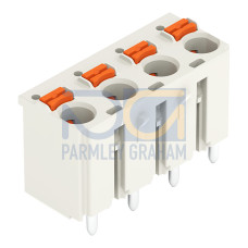 1-conductor THR female connector straight, push-button, Push-in CAGE CLAMP&reg;, light gray