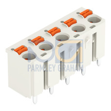 1-conductor THR female connector straight, push-button, Push-in CAGE CLAMP&reg;, light gray