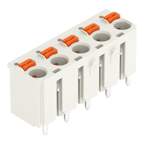 1-conductor THR female connector straight, push-button, Push-in CAGE CLAMP&reg;, light gray