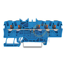 5-conductor through terminal block, with push-button, 1.5 mm&sup2;, blue