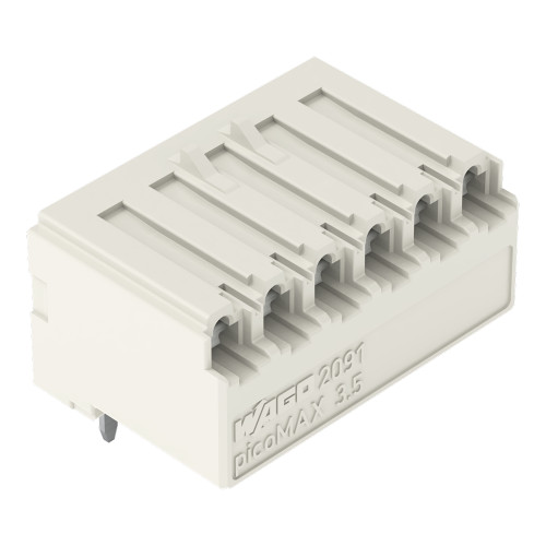 THR female header, angled, Pin spacing 3.5 mm, light gray