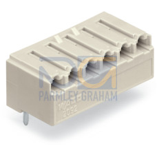 THR female header, angled, Pin spacing 5 mm, light gray