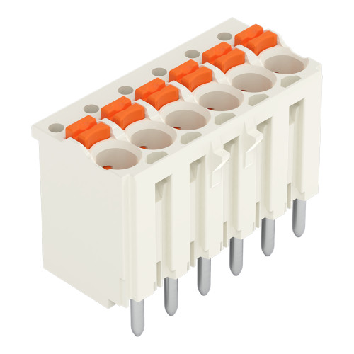 1-conductor THR female connector straight, push-button, Push-in CAGE CLAMP&reg;, light gray