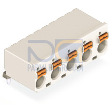 1-conductor THT female connector angled, push-button, Push-in CAGE CLAMP&reg;, light gray