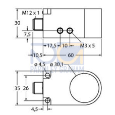 Inductive Sensor, Ring Sensor, Operating voltage 1030 VDC, Rectangular