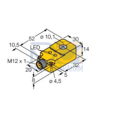 Inductive Sensor, Ring Sensor, Operating voltage 1030 VDC, Rectangular