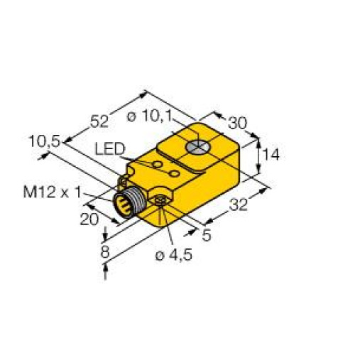 Inductive Sensor, Ring Sensor, Operating voltage 1030 VDC, Rectangular