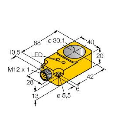 Inductive Sensor, Ring Sensor, Operating voltage 1030 VDC, Rectangular