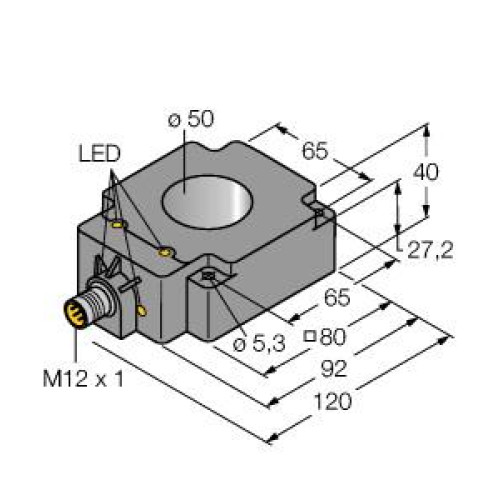 Inductive Sensor, Ring Sensor, Operating voltage 1030 VDC, Rectangular