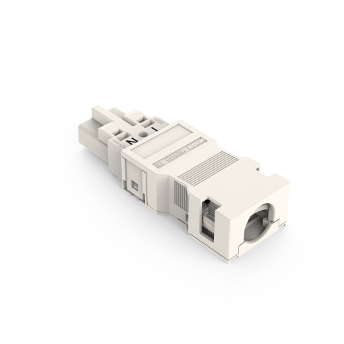 Plug, with strain relief housing, 2-pole, white