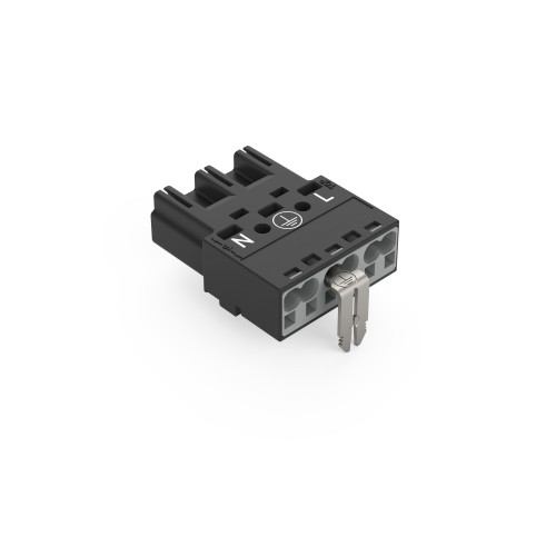 Plug, with direct ground contact, 3-pole, black