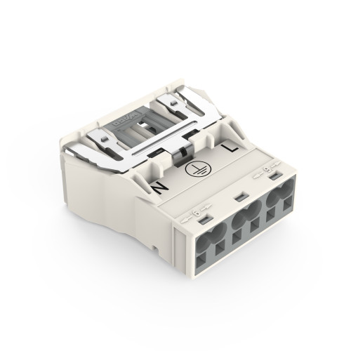 Snap-in plug, with direct ground contact, 3-pole, white