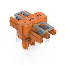 T-distribution connector, 3-pole, Cod. R, orange