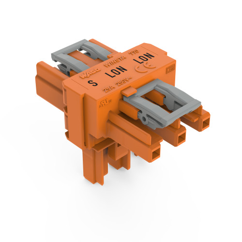 T-distribution connector, 3-pole, Cod. R, orange