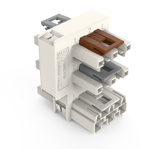 Distribution connector for switches, Single-pole switch and series circuit, 3-pole, white