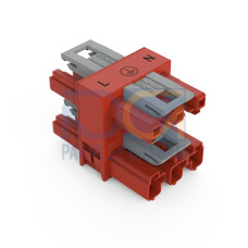 3-way distribution connector, 3-pole, Cod. P, red